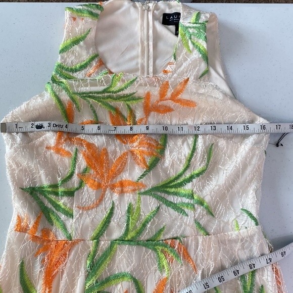 Laundry Shelli Segal Floral Embroidered A-Line Sleeveless Dress Lace Overlay - Picture 13 of 16